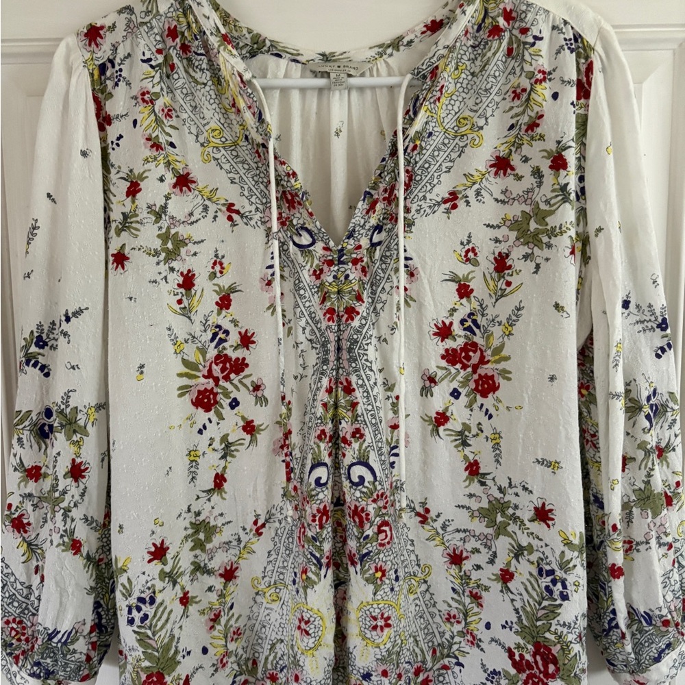 Lucky Brand Floral Blouse - White and multi pattern.